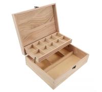 Organiseur de rangement en bois de paulownia à deux couches avec couvercle rabattable pour ranger bijoux, aiguilles, fils et petits objets d'artisanat essentiels