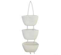 Organiseur de rangement pliable en coton à 3 sections pour garde-manger et placard - pour porte polyvalente pour fruits, légumes, magazines, blanc, 23 x 14 x 73 cm (blanc)