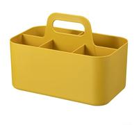 Organiseur de rangement portable empilable, bac en plastique avec poignée et séparateur amovible pour bureau à domicile, pour le bureau et la cuisine (jaune)
