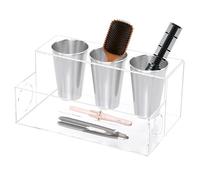 Organiseur de rangement pour outils de cheveux, support de sèche-cheveux de comptoir - Boîte de rangement multifonction en acrylique pour brosse à cheveux pour salle de bain, coiffeuse, cuisine