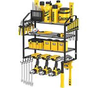 Organiseur de rangement pour outils - Support mural pour perceuse-visseuse à percussion - Heavy yduty - Fixation murale - Porte-outils - Étagère à outils (noir 1)