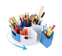 Organiseur de rangement rotatif 360° Marqueur et porte-crayons pour bureau Fournitures d’art et organisation pour enseignants (bleu)
