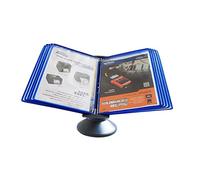Organiseur de référence de table, dossier de bureau à rabat, 10 poches d'exposition, présentoir de catalogue, référence de bureau A4 format lettre et système d'affichage, capacité de 20 feuilles (bleu