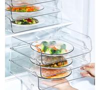 Organiseur de réfrigérateur de style japonais avec compartiments empilables pour optimiser l'espace et améliorer la disposition des aliments (blanc)