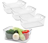 Organiseur de réfrigérateur en plastique 25 x 18 cm transparent - set de 4 - boîte de rangement pour la cuisine compatible avec les aliments
