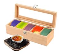 Organiseur de sachets de thé - Boîte de rangement en bois avec plusieurs compartiments, porte-sachets de boissons, vitrine pour paquets de sucre, épices, accessoires de cuisine pour une