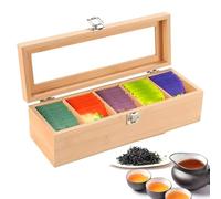 Organiseur de sachets de thé, multi-compartiments en bois et couvercle transparent à longue queue, support à thé, caractéristique principale, boîte de rangement avec utilisation pour sachets de sucre
