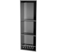 Organiseur de salle de bain en acier inoxydable avec balustrade, économie d'espace, étagère intégrée pour articles de toilette, pour salon, chambre à coucher, hôtel, 28 x 90 x 12,5 cm