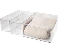 Organiseur de salle de bain en plastique avec couvercle - lot de 5 en 3 tailles - boîte de rangement transparente