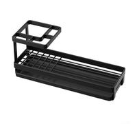 Organiseur de salle de bain multi-compartiments, en acier au carbone, porte-brosse à dents et dentifrice, plateau de vidange amovible, résistant à la rouille, 26 x 16 x 9 cm, blanc ou noir