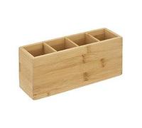 Organiseur De Salle De Bain Rangement Maquillage 4 Compartiments En Bambou