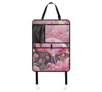 Organiseur de siège arrière de voiture pour tablette pour enfants Kickmat Voiture Voyage Peinture à l'huile Flamingo Fleurs Rose