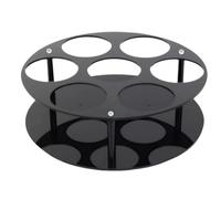Organiseur de sirop de café, support de rangement pour bouteilles, 32,6 x 32,6 x 9,9 cm, base stable antidérapante, capacité de 7 bouteilles, acier noir, pour comptoir de cuisine, café, bar