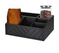 Organiseur de station de café de comptoir - Support de dosettes en bois de 1100 g, boîte divisée multifonctionnelle, étagère de rangement durable | Fournitures de cuisine peu encombrantes pour la