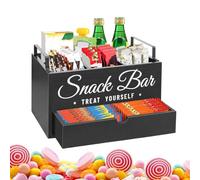Organiseur de station de café, support de rangement en bois avec tiroir pour cuisine, appartement, dosettes, thé, condiments, sirop, sucres, 31 x 20 x 17 cm