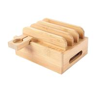 Organiseur de station de charge en bois - Organiseur de charge décoratif pour téléphone portable - 16,8 x 12,7 x 6,2 cm