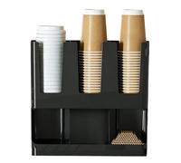 Organiseur de station - Support de rangement à 6 compartiments, dosettes, paquets de thé, condiments, condiments, économie d'espace pour la maison, la cuisine, le garde-manger, la table, le bureau
