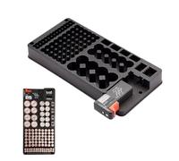 Organiseur de stockage de batterie - 14,49 x 6,89 x 2,76 cm - Support compact à 116 grilles - Housse de protection anti-perte - Boîte multi-taille pour piles bouton D C AA AAA 9 V - Outils électriques
