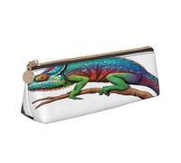 Organiseur de stylos triangulaire pour l'école, le bureau, les voyages, caméléon, écoute de la musique, trousse à crayons étanche en PVC, porte-accessoires d'écriture, pochette compacte zippée pour