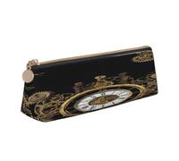 Organiseur de stylos triangulaire pour l'école, le bureau, les voyages, trousse à crayons en cuir bronze siècle, trousse à crayons étanche, porte-accessoires d'écriture, pochette compacte zippée pour