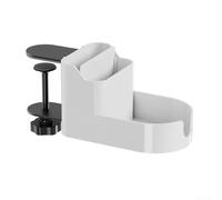 Organiseur de téléphone et de tasse pour bureau avec compartiments de rangement réglables, boucle à vis antidérapante offrant stabilité, port de charge pratique, construction ABS et acier au carbone
