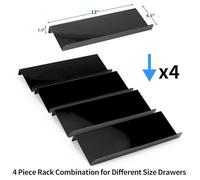 Organiseur de tiroir à épices en acrylique noir à 4 niveaux pour pots d'assaisonnement (bocaux non inclus)
