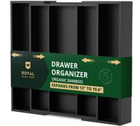 Organiseur de tiroir de cuisine en bambou de luxe ROYAL CRAFT WOOD - Organiseur d'argenterie - Porte-ustensiles et plateau couverts avec s para