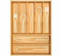 Organiseur de tiroir de cuisine en bambou de luxe ROYAL CRAFT WOOD - Organiseur d'argenterie - Porte-ustensiles et plateau couverts avec s para