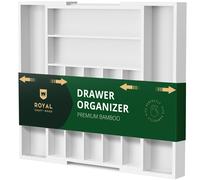 Organiseur de tiroir de cuisine en bambou de luxe ROYAL CRAFT WOOD - Organiseur d'argenterie - Porte-ustensiles et plateau couverts avec s para