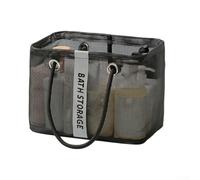 Organiseur de toilette de voyage en maille avec design pliable, grand espace de rangement et poignées pour un transport facile, convient pour divers voyages et scénarios extérieurs (taille L, noir)