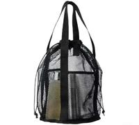 Organiseur de toilette de voyage pliable en maille Sac de plage Grande pochette de rangement étanche pour articles de douche 48 x 39 cm, Noir mystérieux, B, Minimaliste