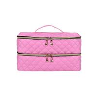 Organiseur de vernis à ongles - Rangement portable double couche pour 40 bouteilles, support portable pour outils de manucure, idéal pour vernis et accessoires à ongles, rose, 1 count (Pack of 1)