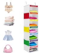 Organiseur de vêtements suspendu à 7 niveaux, sac de rangement pour placard | Sac de rangement suspendu à 7 niveaux pour vêtements, marqué du lundi au dimanche pour un tri hebdomadaire. Panneaux