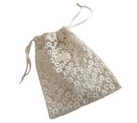 Organiseur de voyage portable en filet transparent avec broderie décorative, fermeture sécurisée, accessoires cosmétiques, sac de rangement en maille et dentelle brodée, b, C