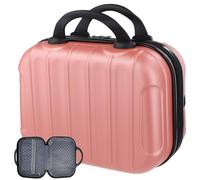 Organiseur de voyage pour bagages, cosmétiques, mallette rigide, portable pour le transport de voyage, étui de maquillage, élastique pour voyage à l'étranger, organisateur de coque lisse, rose, petit