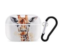 Organiseur d'écouteurs aquarelle girafe résistant aux chocs avec mousqueton et clip anti-chute pour Airpods Pro 2ème génération, blanc
