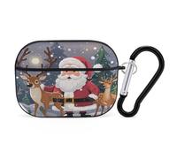 Organiseur d'écouteurs avec motif Père Noël et cerf - Résistant aux chocs - Avec mousqueton - Anti-chute - Pour Airpods Pro 2ème génération - Noir