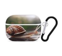 Organiseur d'écouteurs avec photo d'escargot - Housse de protection antichoc pour Airpods Pro avec mousqueton - Anti-chute - Pour Airpods Pro 2ème génération - Blanc