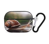 Organiseur d'écouteurs avec photo d'escargot - Housse de protection antichoc pour Airpods Pro avec mousqueton - Anti-chute - Pour Airpods Pro 2ème génération - Noir