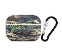 Organiseur d'écouteurs Leopard Little Gecko résistant aux chocs avec mousqueton et clip anti-chute pour Airpods Pro 2ème génération, blanc