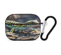 Organiseur d'écouteurs Leopard Little Gecko résistant aux chocs pour Airpods Pro 2ème génération avec mousqueton anti-chute Noir