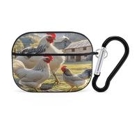 Organiseur d'écouteurs Poulets et Ferme - Housse de protection antichoc pour Airpods Pro avec mousqueton et clip anti-chute pour Airpods Pro 2ème génération - Noir