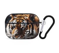 Organiseur d'écouteurs tigre sauvage résistant aux chocs pour Airpods Pro avec mousqueton anti-chute pour Airpods Pro 2ème génération, noir