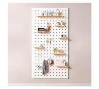 Organiseur d'étagère en bois blanc - 60 x 120 cm - Kit d'affichage modulaire pour rangement mural, plaque perforée polyvalente pour travaux manuels, outils et décoration d'intérieur