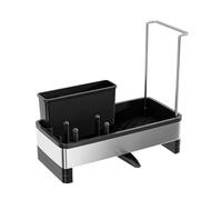 Organiseur d'évier de cuisine en acier inoxydable, support d'éponge à vidange automatique pour évier avec porte-serviette, torchon, brosse pour comptoir, distributeur de savon, organisateur de