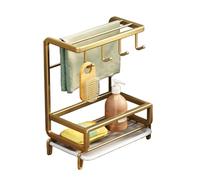 Organiseur d'évier de Cuisine, Porte - éponge, Organiseur d'évier Cuisine évier Caddy Organizer frotter éponge Savon Brosse Chiffon Chiffon Rack,d'or