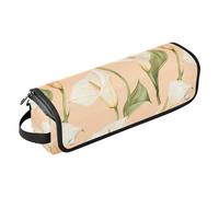 Organiseur d'outils 2 en 1 et tapis résistant à la chaleur avec fermeture éclair de grande capacité pour fers plats, lisseurs, fers à friser, accessoires uniques pour cheveux Calla Lily Peach