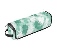 Organiseur d'outils pour cheveux avec coussinet résistant à la chaleur avec fermeture éclair pour fer à friser, fer à friser, sèche-cheveux, aquarelle abstraite, vert menthe, crème, blanc