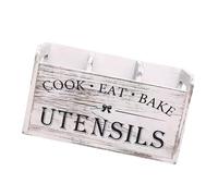 Organiseur d'ustensiles de cuisine en bois avec 3 compartiments pour comptoir de cuisine, baguettes, fourchettes, ustensiles de cuisine