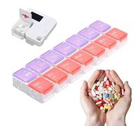 Organiseur électronique de vitamines - Dimensions 30,2 x 7,3 x 2,5 cm, matériau Traitin alimentaire, minuteur grand écran | Séparation du compartiment horaire de prescription Fitness Tab